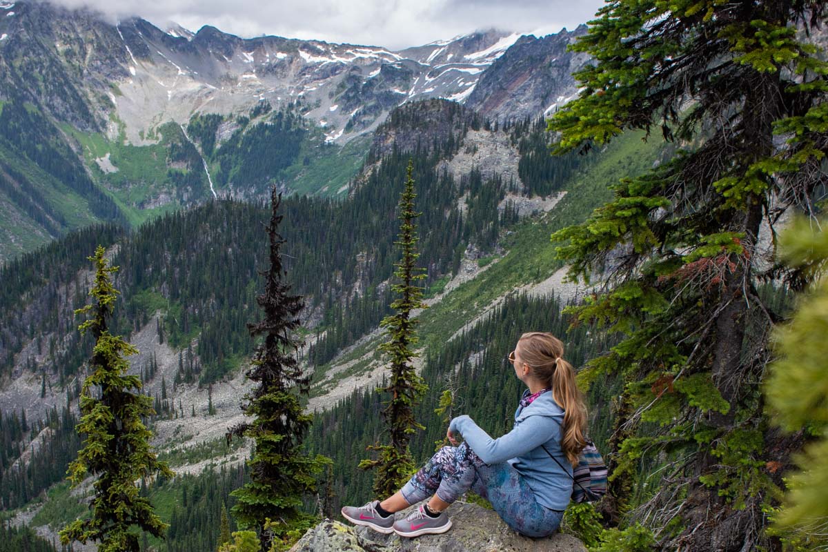 Sitting on a viewpoint in Mount Revelstoke National park