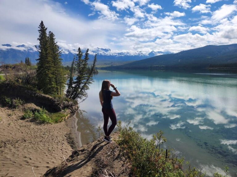 woman poses on the jasper sanddunes