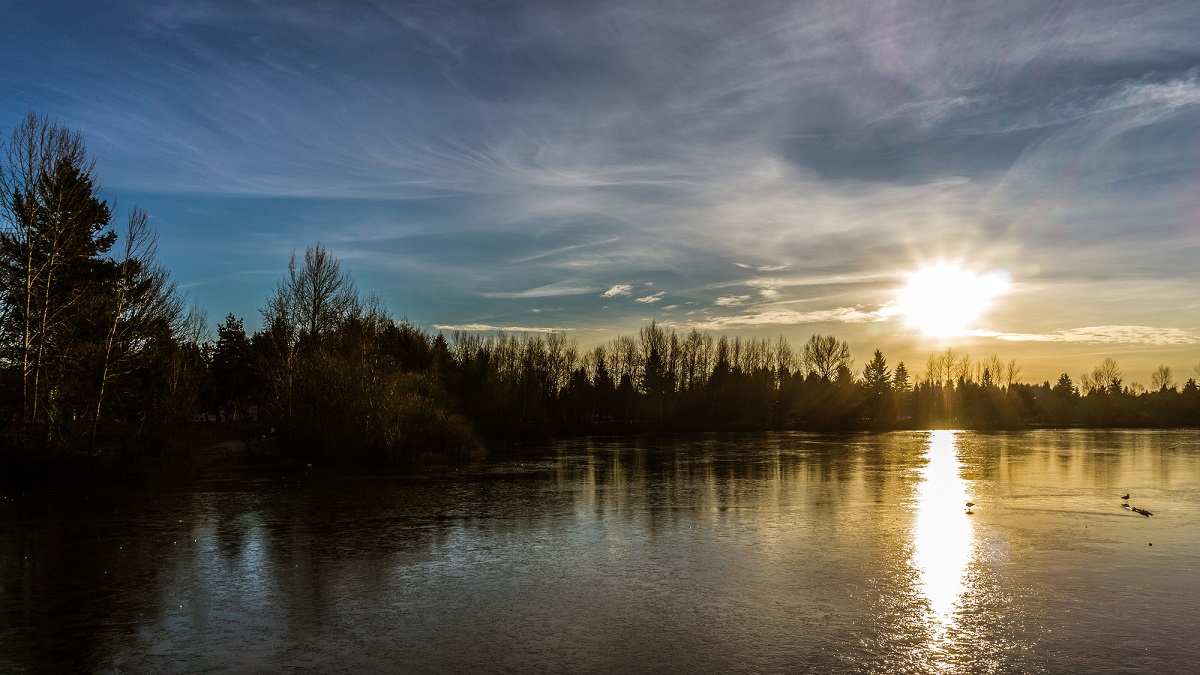 Mill Lake at sunset in Abbotsford, BC