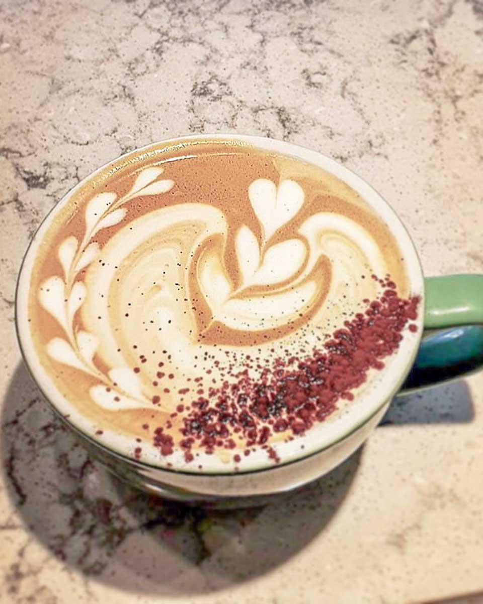 A coffee at Communitea Cafe in Canmore, Alberta