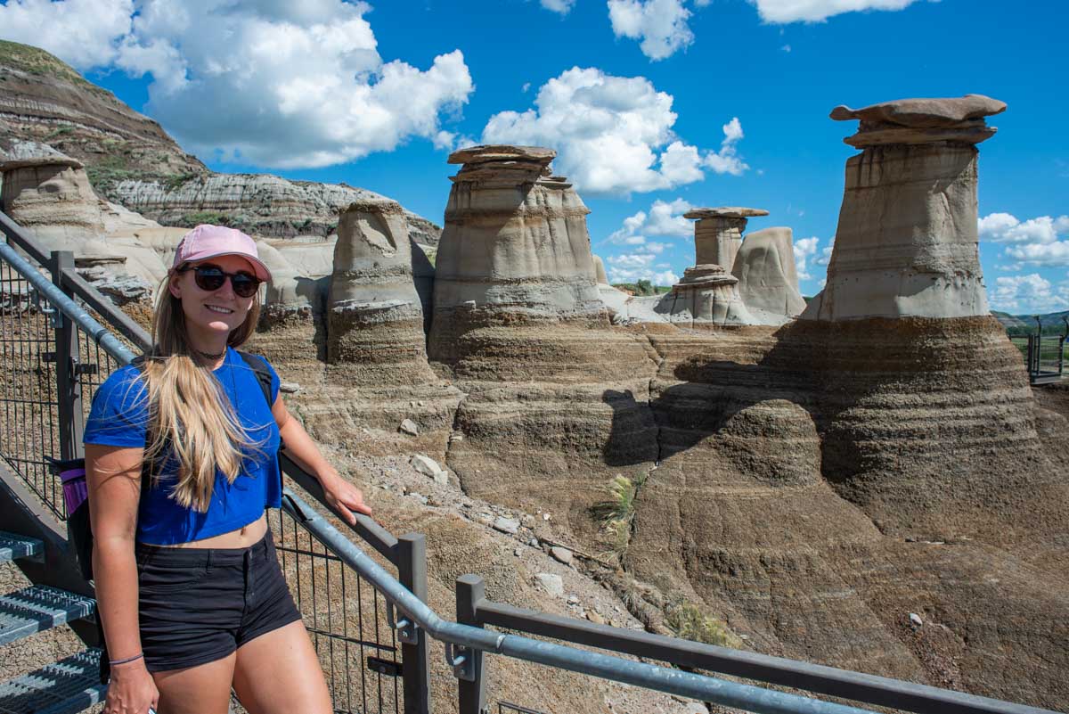 Bailey at the hoodoos in Alberta, Canada