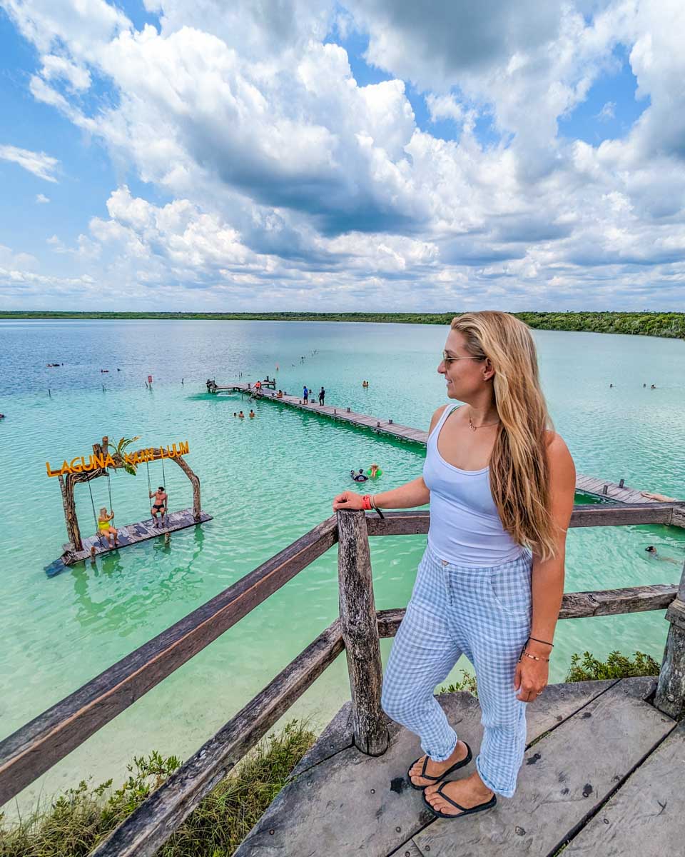 Bailey overlooks Laguna Kaan Luum in Tulum, Mexico