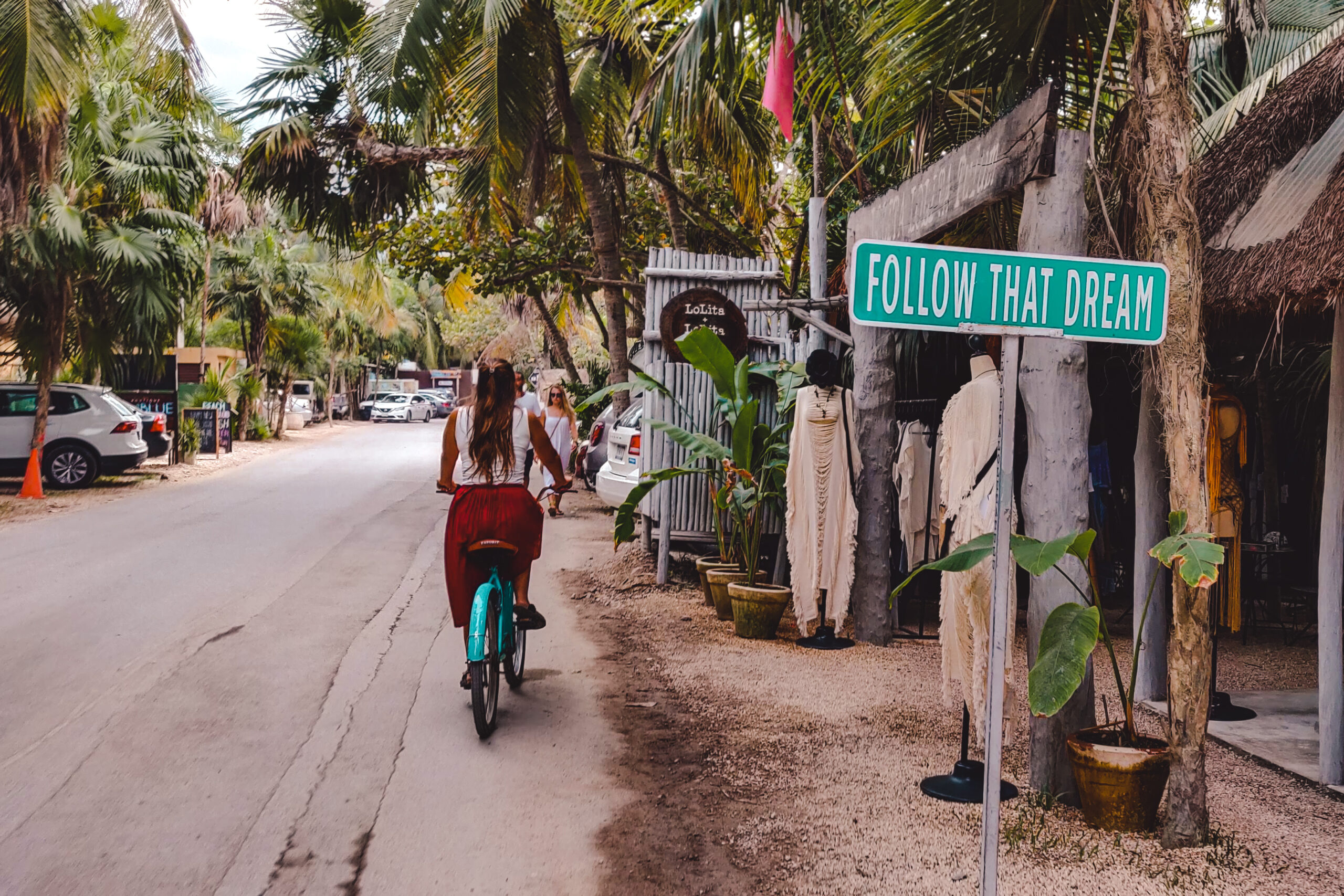 Riding a bike in Tulum