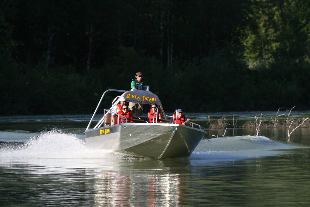 a speed boat on a river