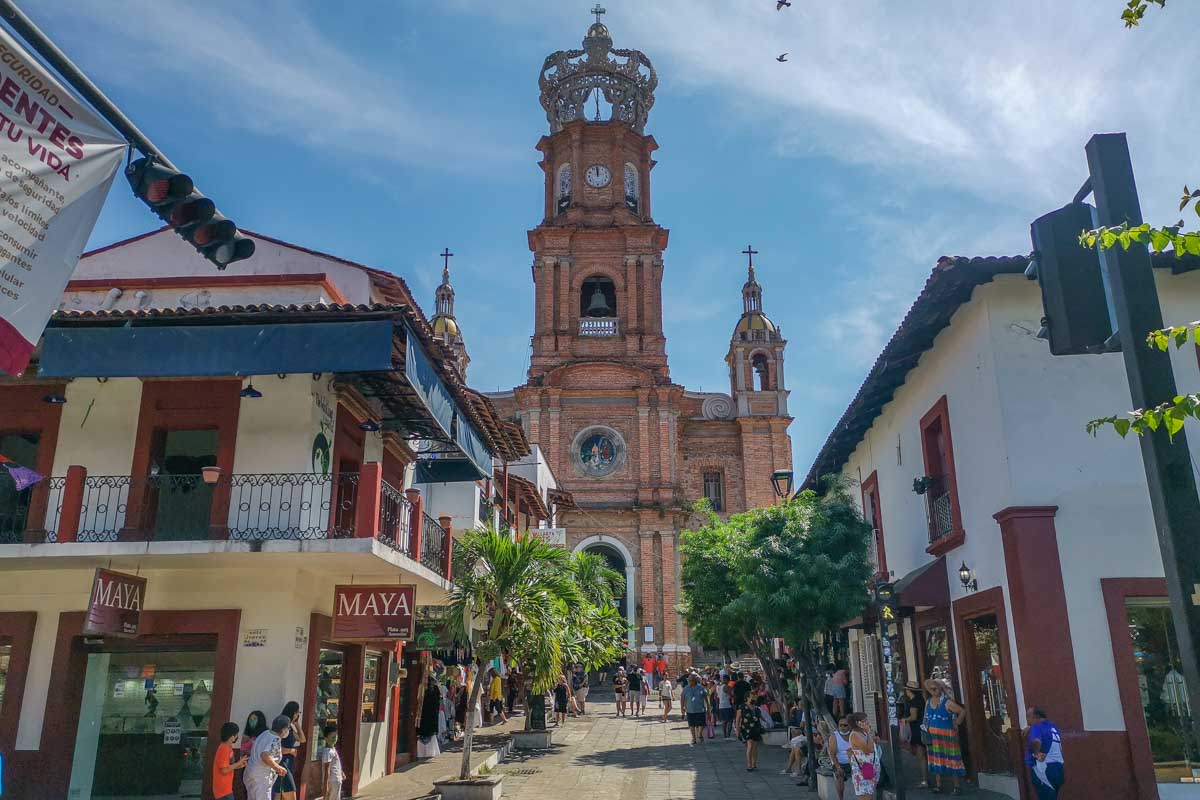 A scenic photo of a cathedral on the Puerto Vallarta Malecon