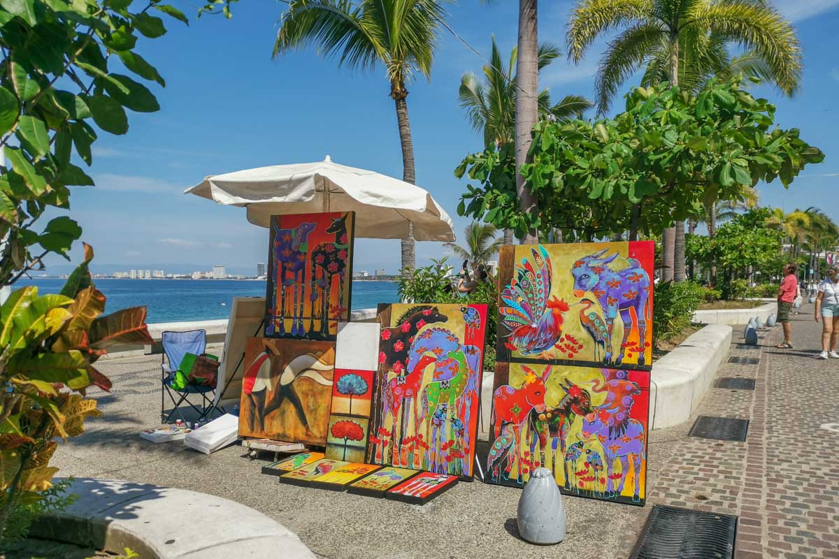 An art display along the Puerto Vallarta Malecon