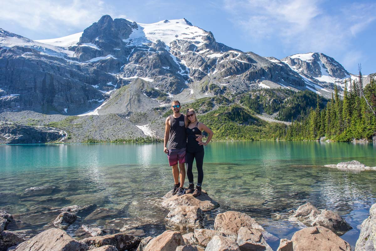 Bailey and Daniel take a photo together at Upper Joffre Lake