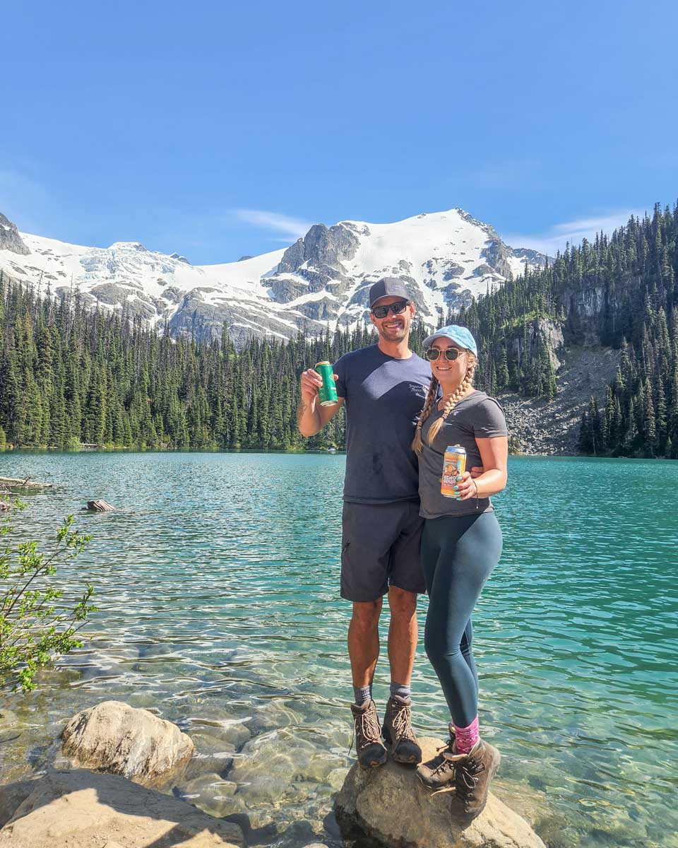 Bailey and Daniel take a photo together at 2nd Joffre Lake