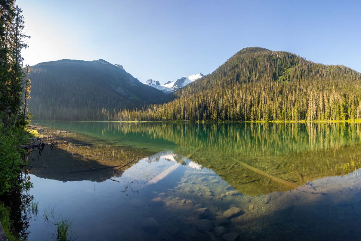 Panorama of lower Joffre Lakes, BC