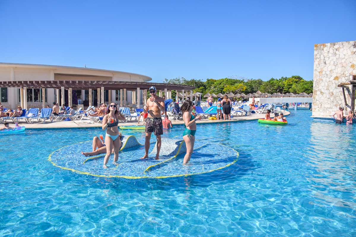 A group of people party at an all inclusive resort in Mexico
