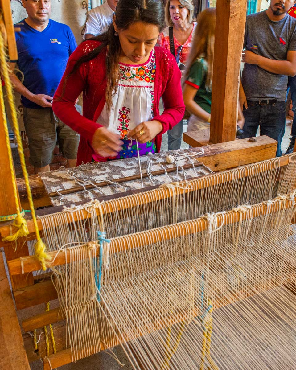 A lady weaves at Teotitlan del Valle