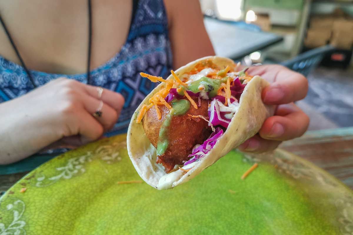 A taco from El Rincón de Ensenada in Bucerias, Mexico