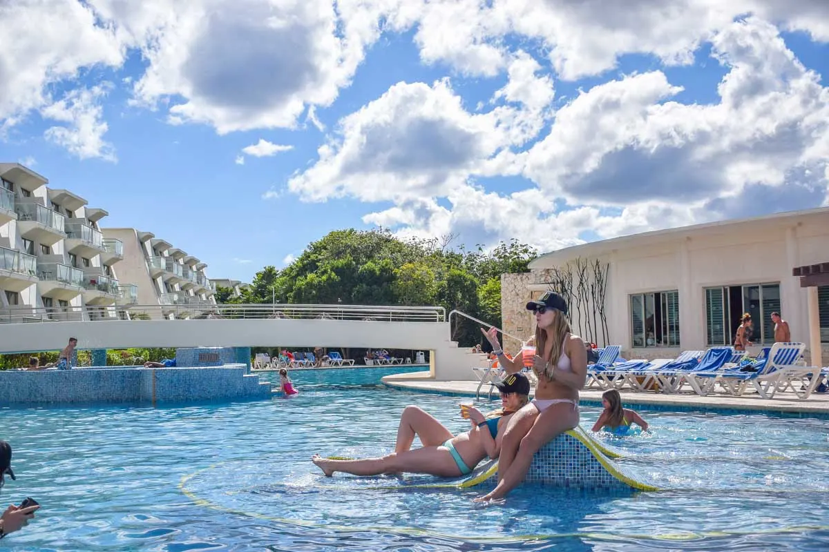 Bailey relaxes at an all-inclusive resort in Mexico near Playa del Carmen