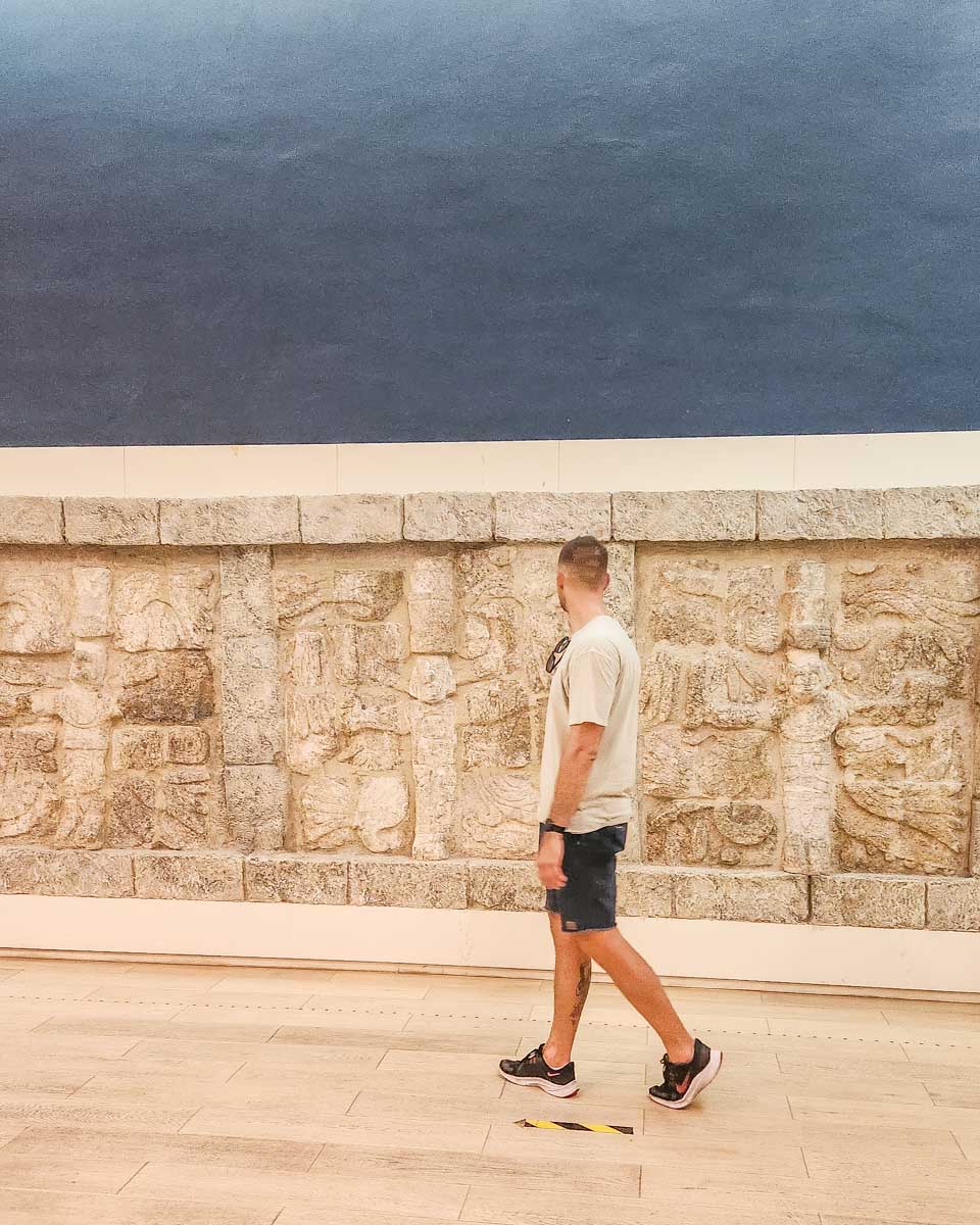 Daniel walks the Museo Maya de Cancún in Cancun, Mexico