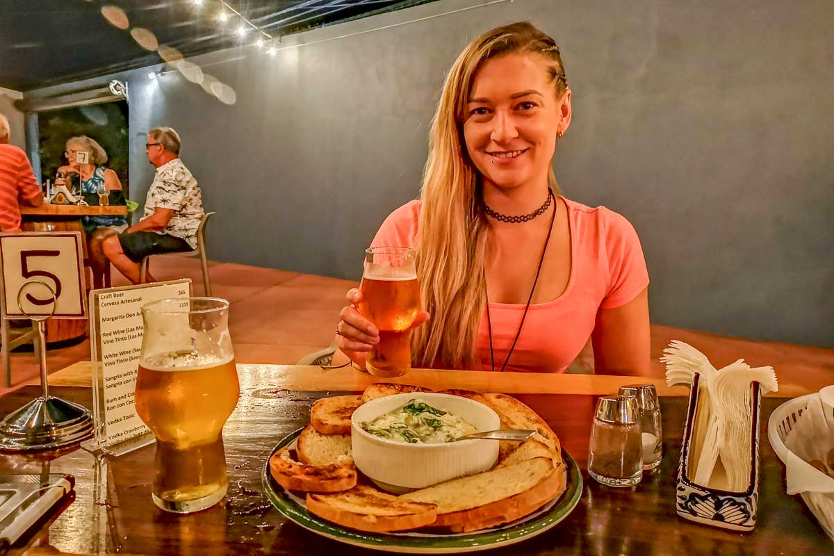 Enjoying a beer and food at Cervecería Bahia de Banderas Brewery 