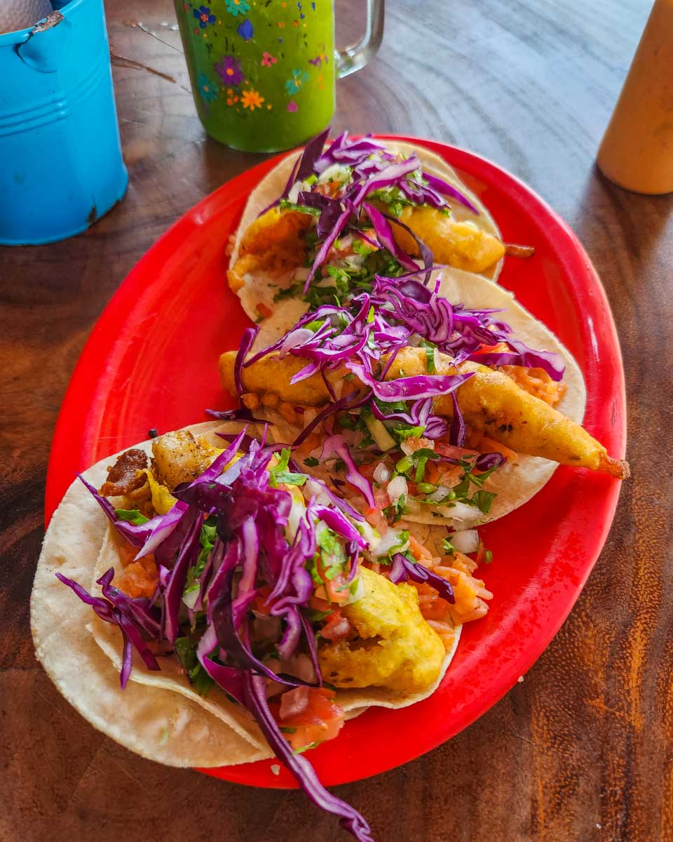 Fish tacos from Mr. Taco in Bacalar, Mexico