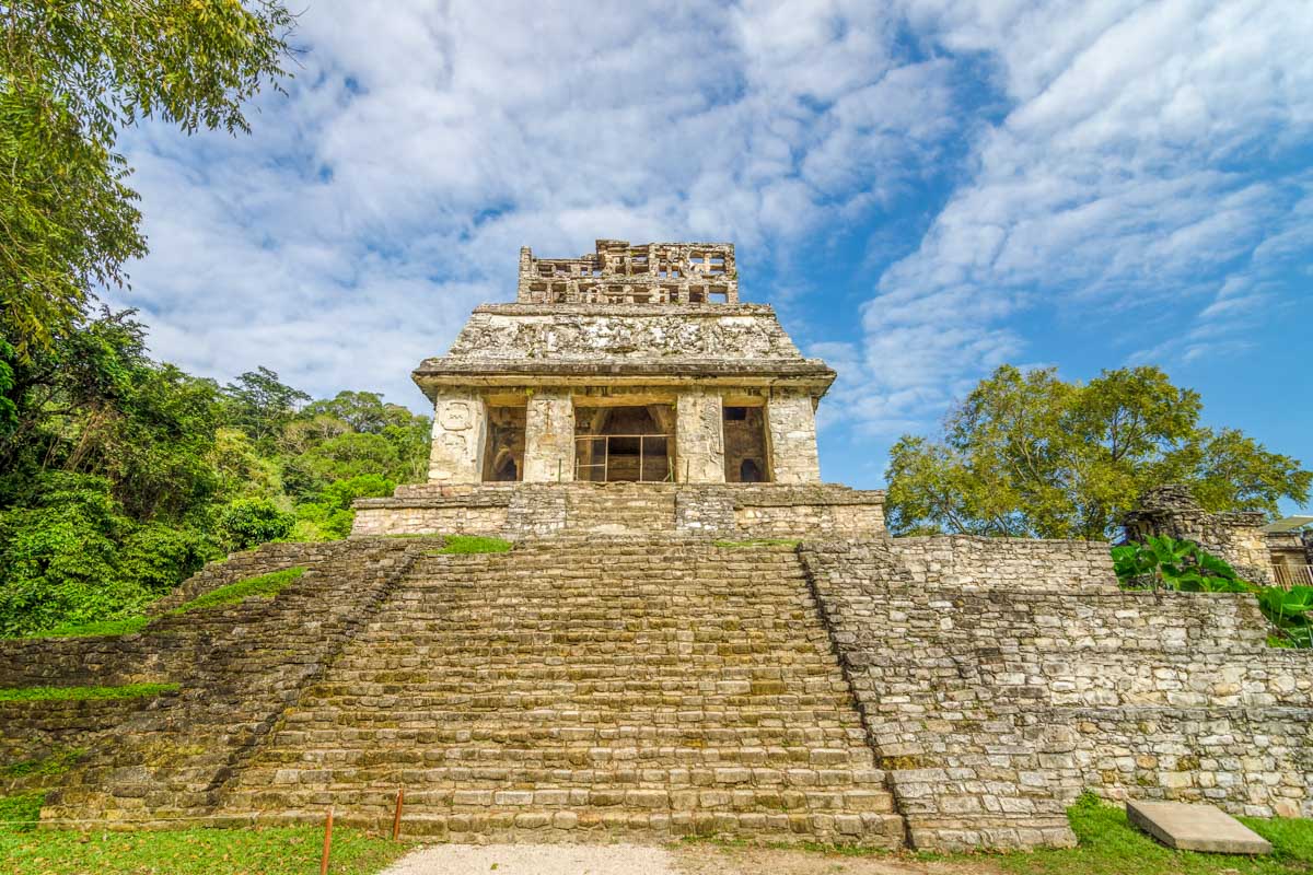 One of the main temples at the Palenque Ruins in Chiapas, Mexico