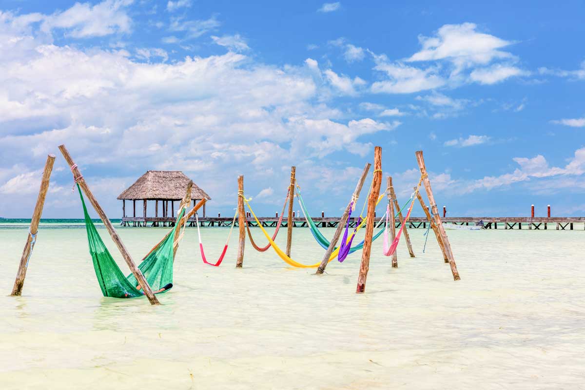 The hammocks at Playa Punta Cocos, Isla Holbox