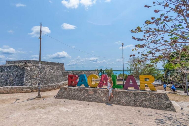 The Bacalar sign in Bacalar, Mexico