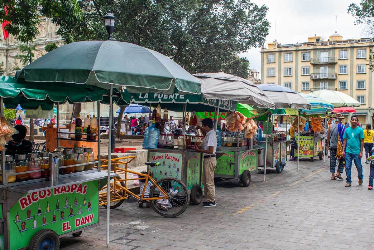 The food carts in Oaxaca, Mexico