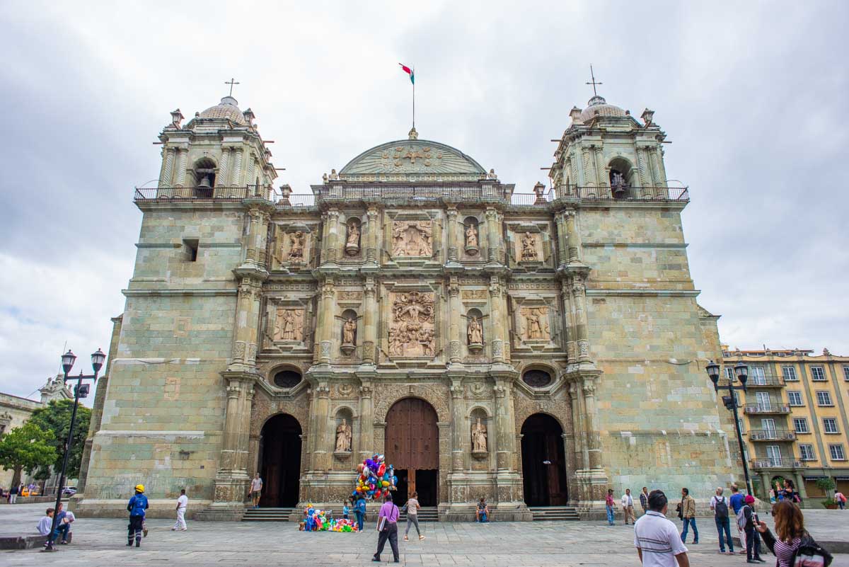 The main cathedral in the Zocalo in Oaxaca, Mexico
