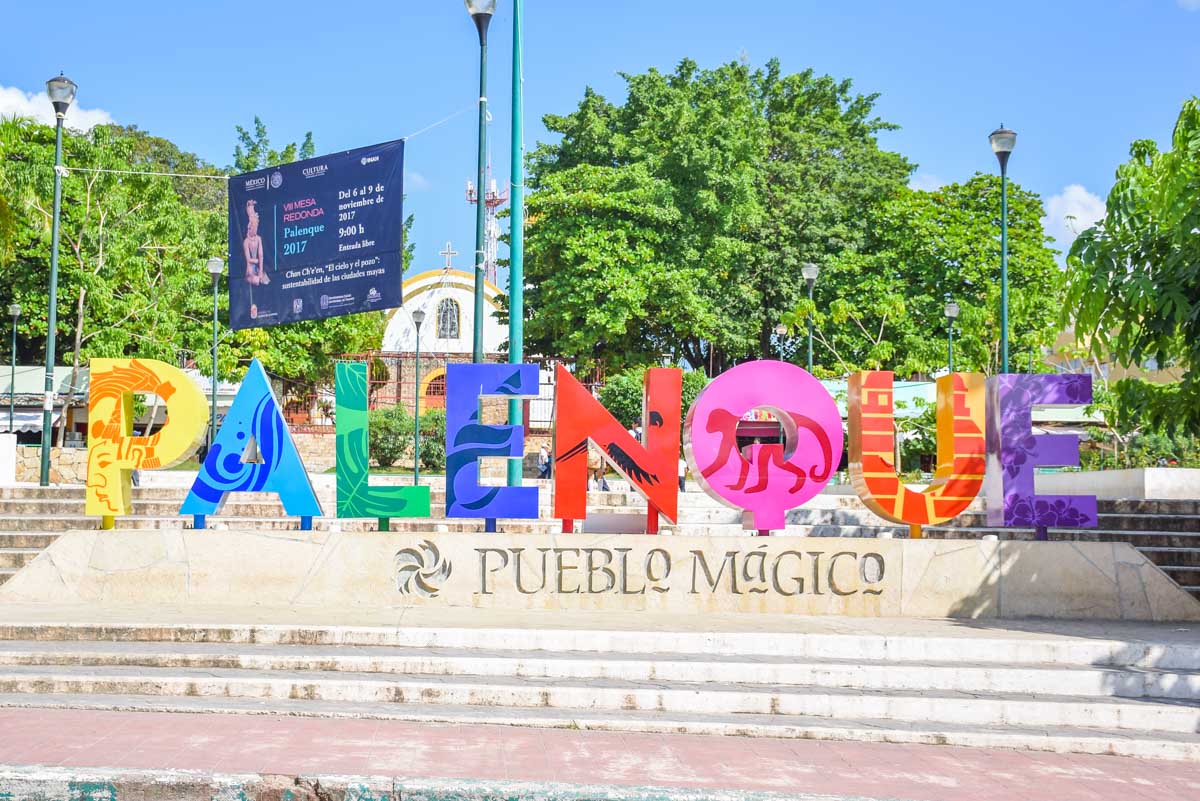 The palenque sign in Chiapas, Mexico