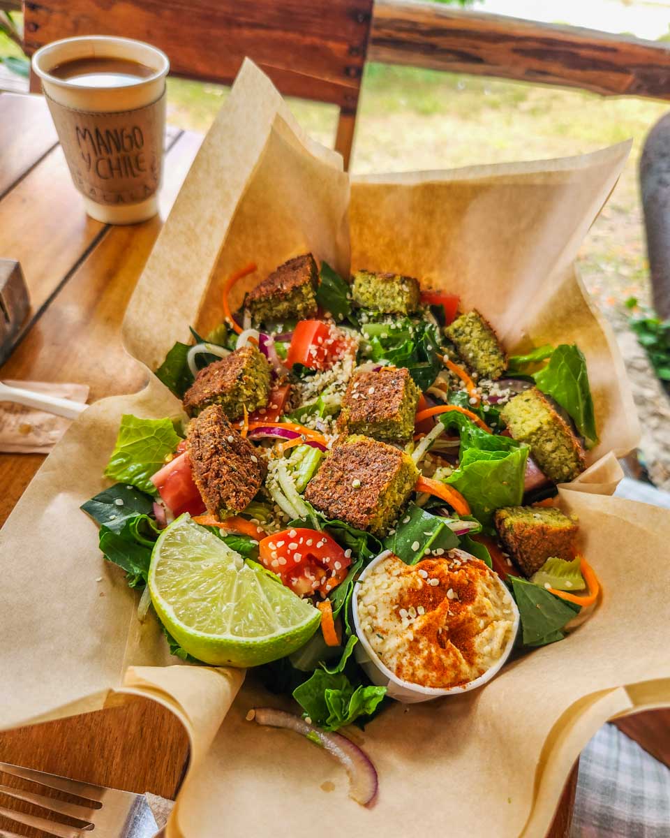 Vegan salad at Mango y Chile in Bacalar, Mexico