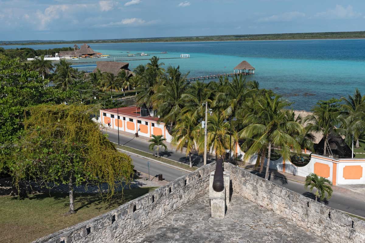 A canyon in the view View from Fort San Felipe in Bacalar, Mexico
