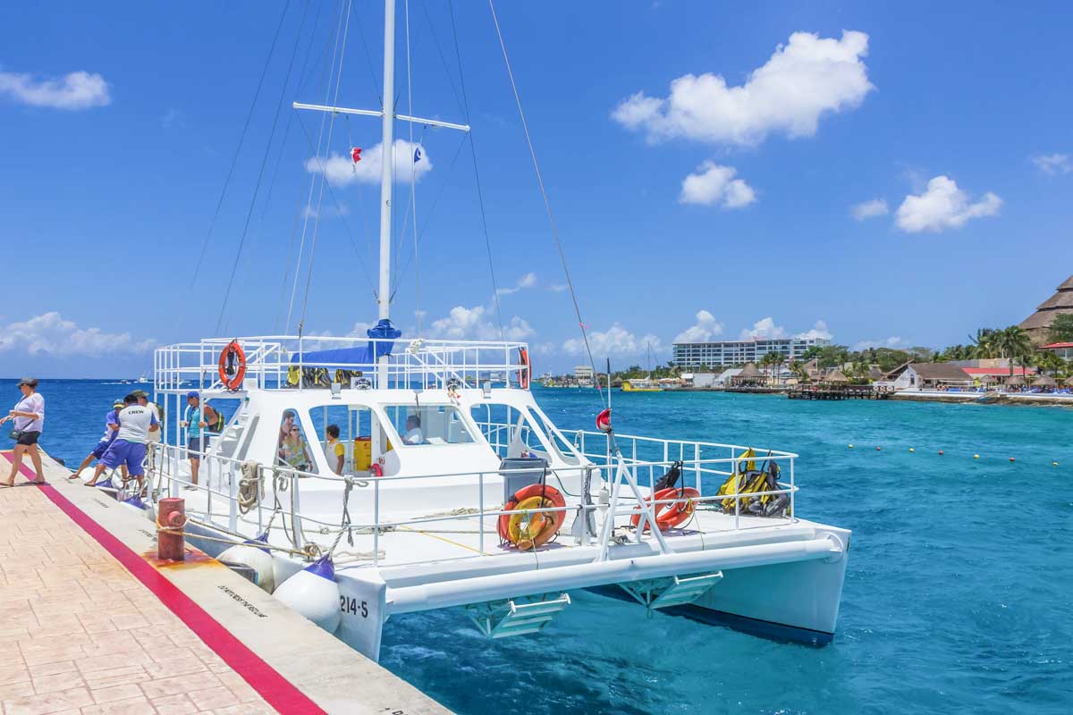 A catamaran on a tour in Cozumel, Mexico
