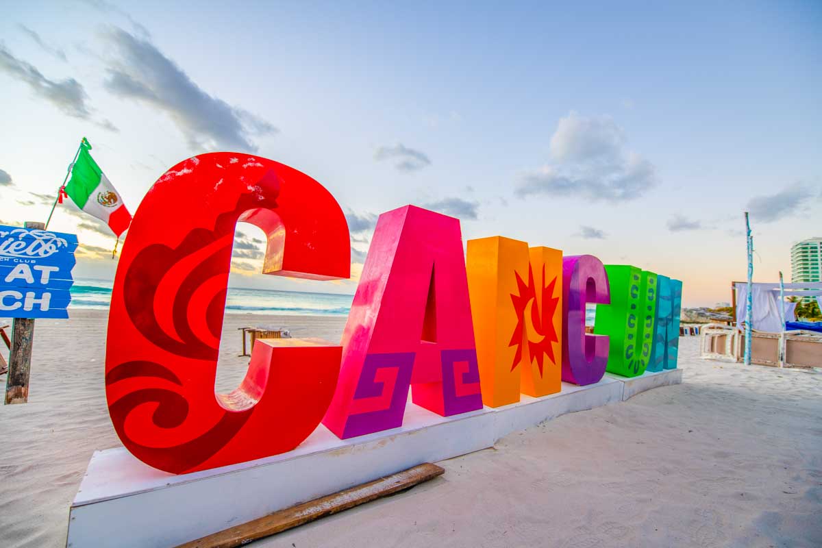 The Cancun sign at Playa Delfines in the Cancun Hotel Zone