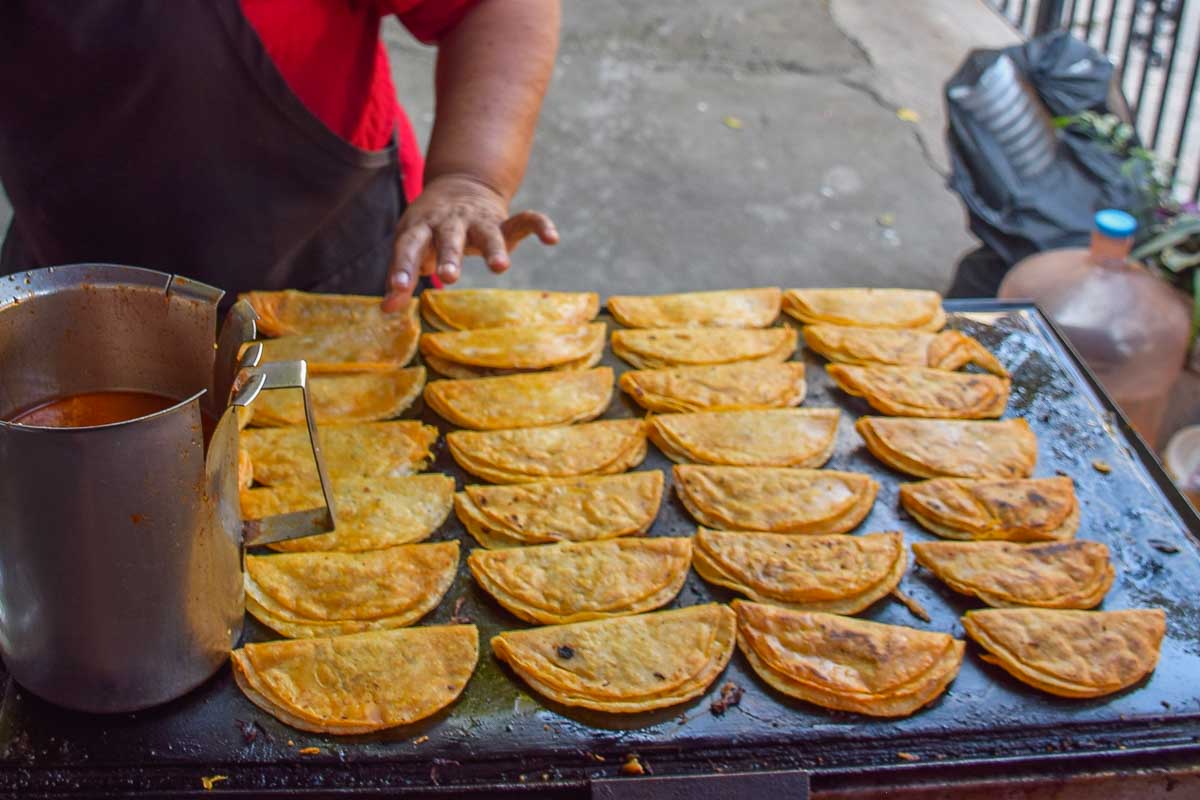 Fried tacos on a food tour in Guadalajara, Mexico