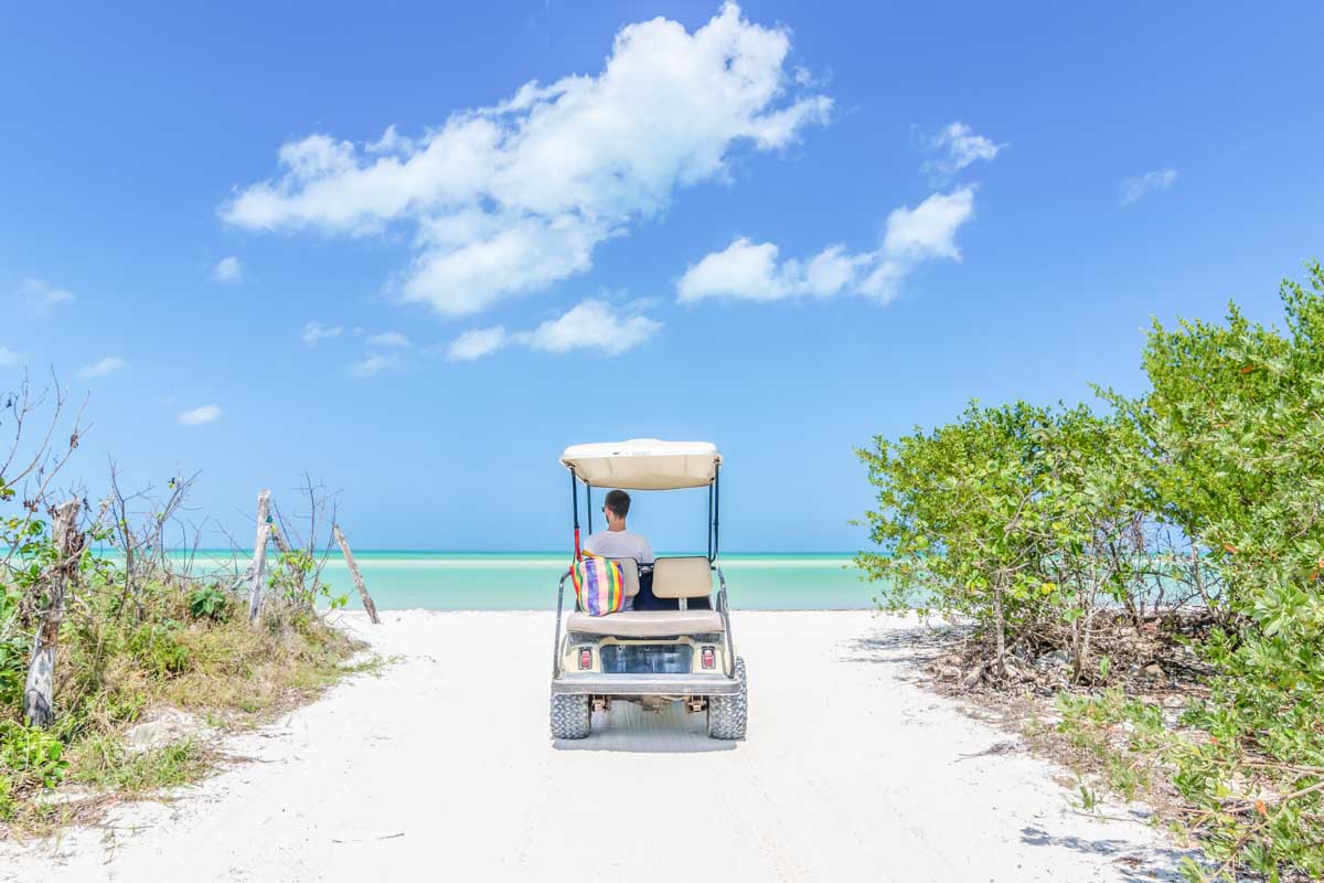 A golf cart rental on Isla Holbox, Mexico