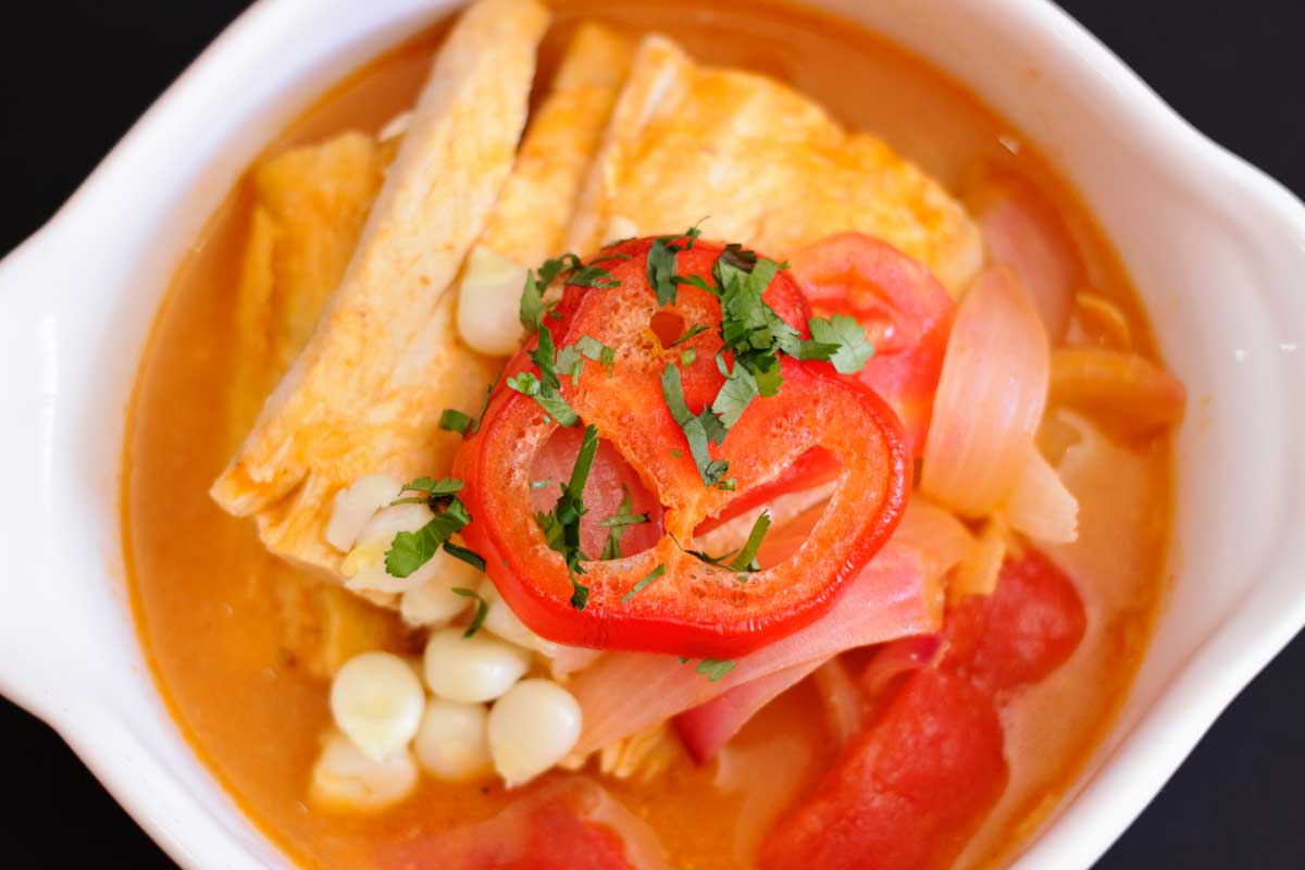 A soup cooked on a cooking class in Medellin