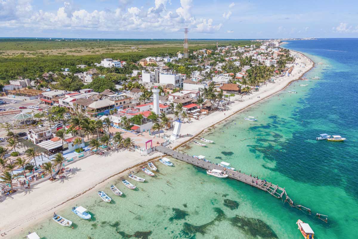 Arial view of Puerto Morelos, Mexico