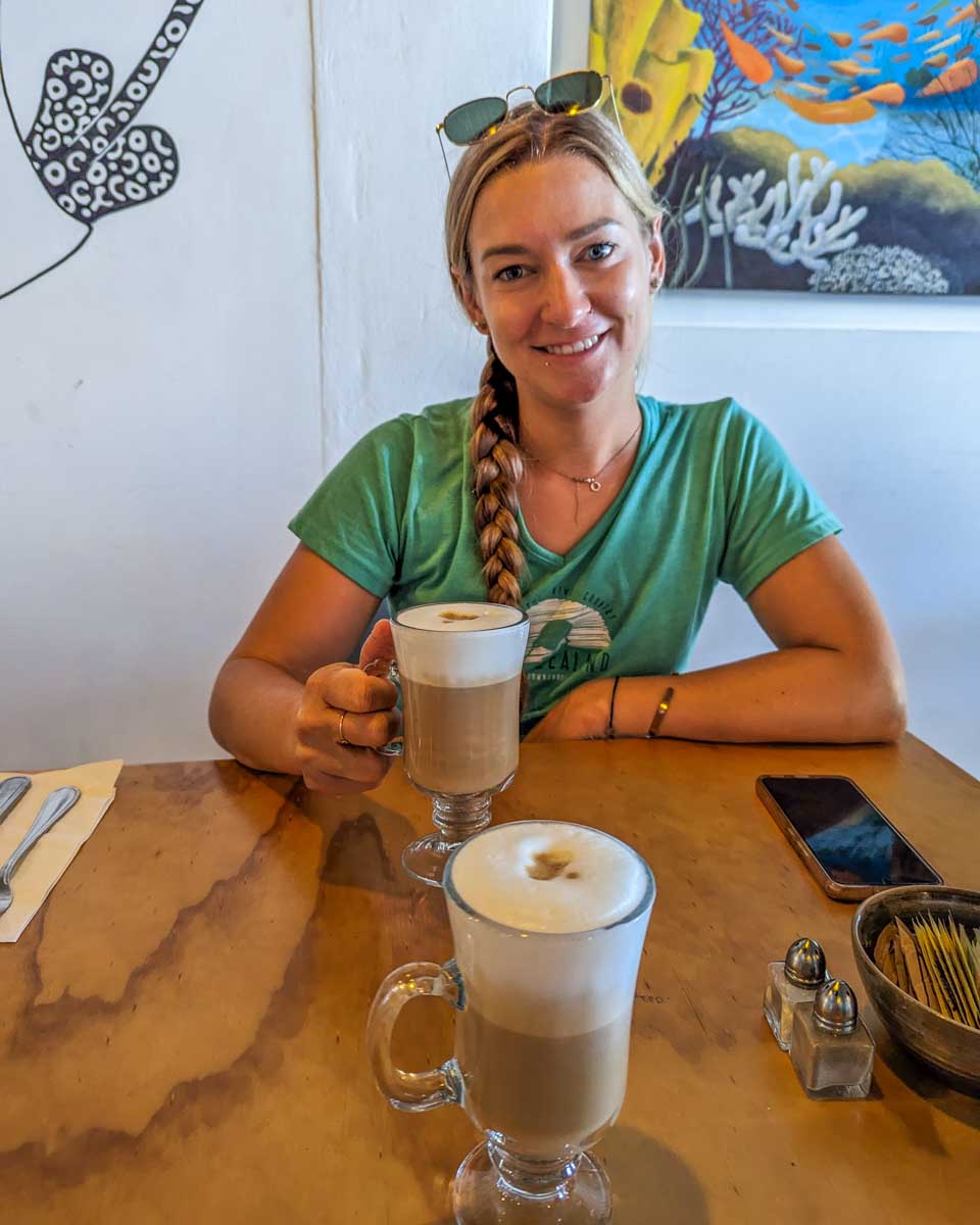 Bailey enjoys a drink at Jolly on Cozumel, Mexico