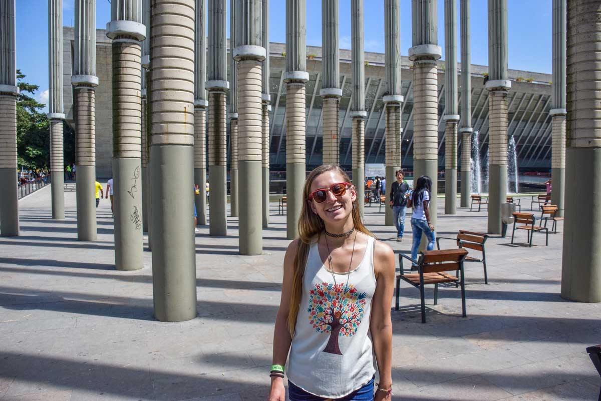 Bailey on a free walking tour in Medellin at the Lights of Hope