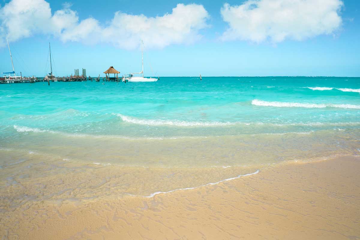 A view out onto the water at Playa Tortugas, Cancun