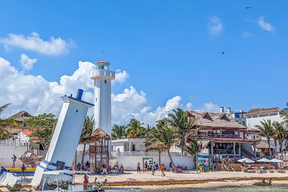 Leaning Lighthouse in Puerto Morelos, Mexico