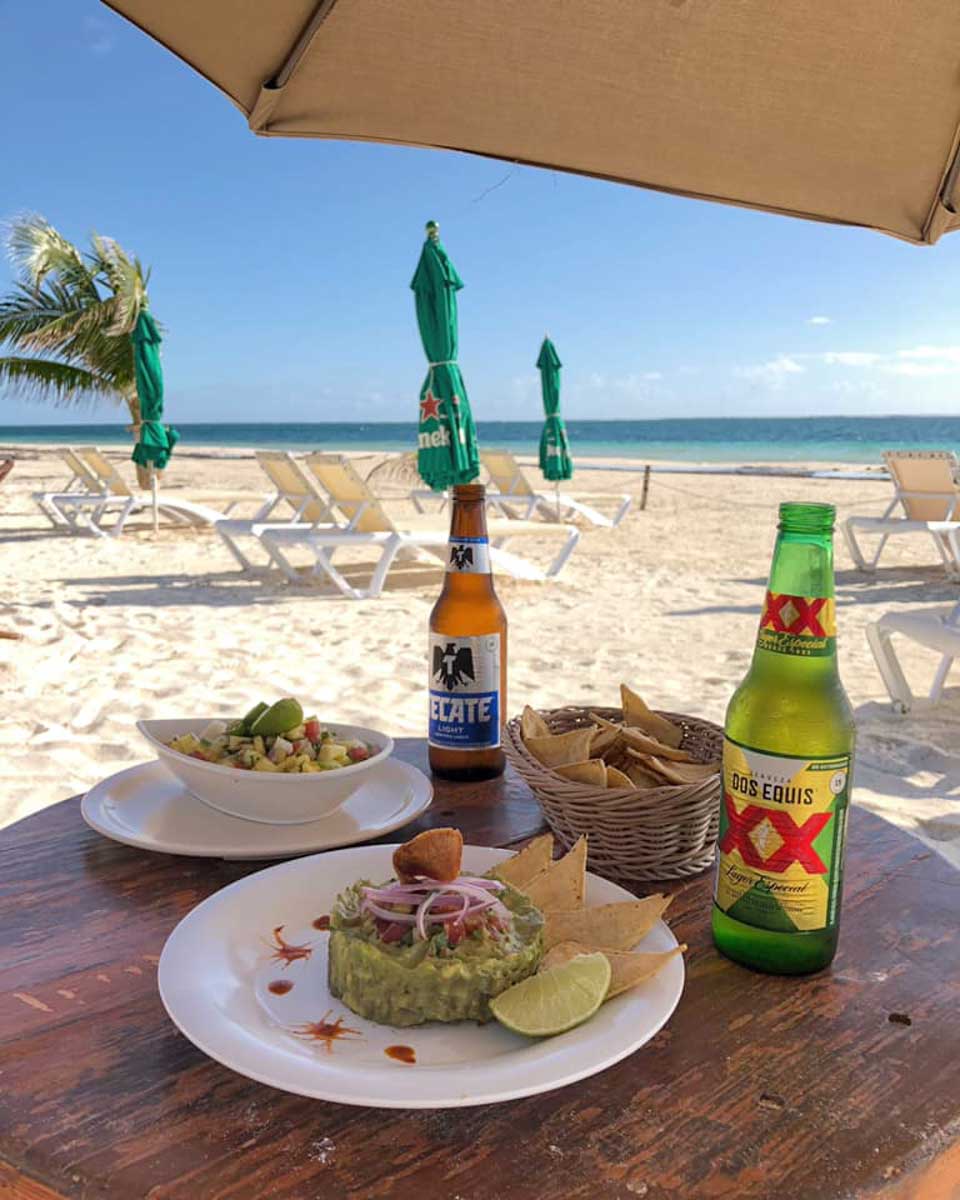 A meal at My Paradise Beach Club, Puerto Morelos, Mexico