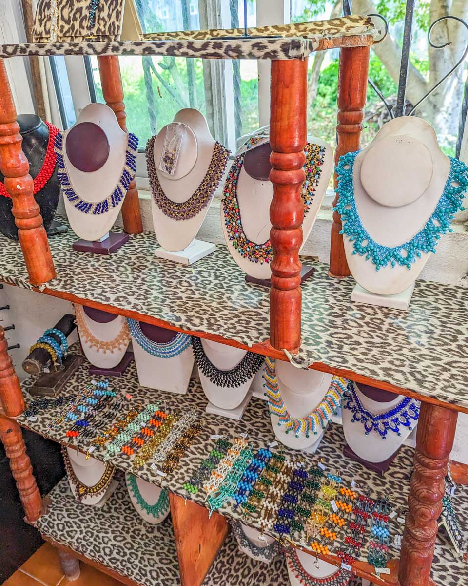 Necklaces at the Women's Beading Cooperative on Isla Muejres, Mexico