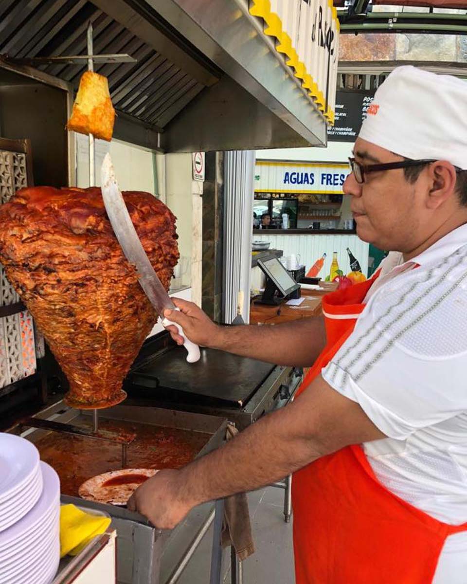 Rotating spit from Taqueria Los Chachalacos in Cancun, Mexico
