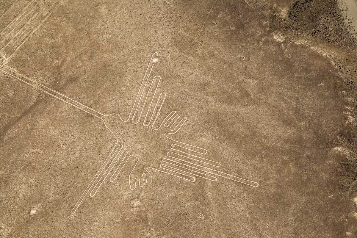 The Nazca Lines as seen from the air in Peru