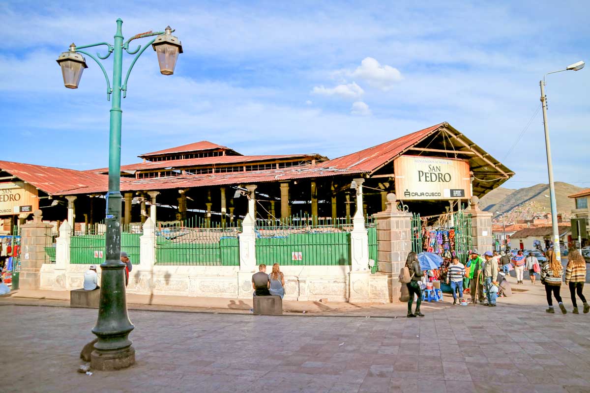 The outside of the San Pedro Market in Cusco, Peru