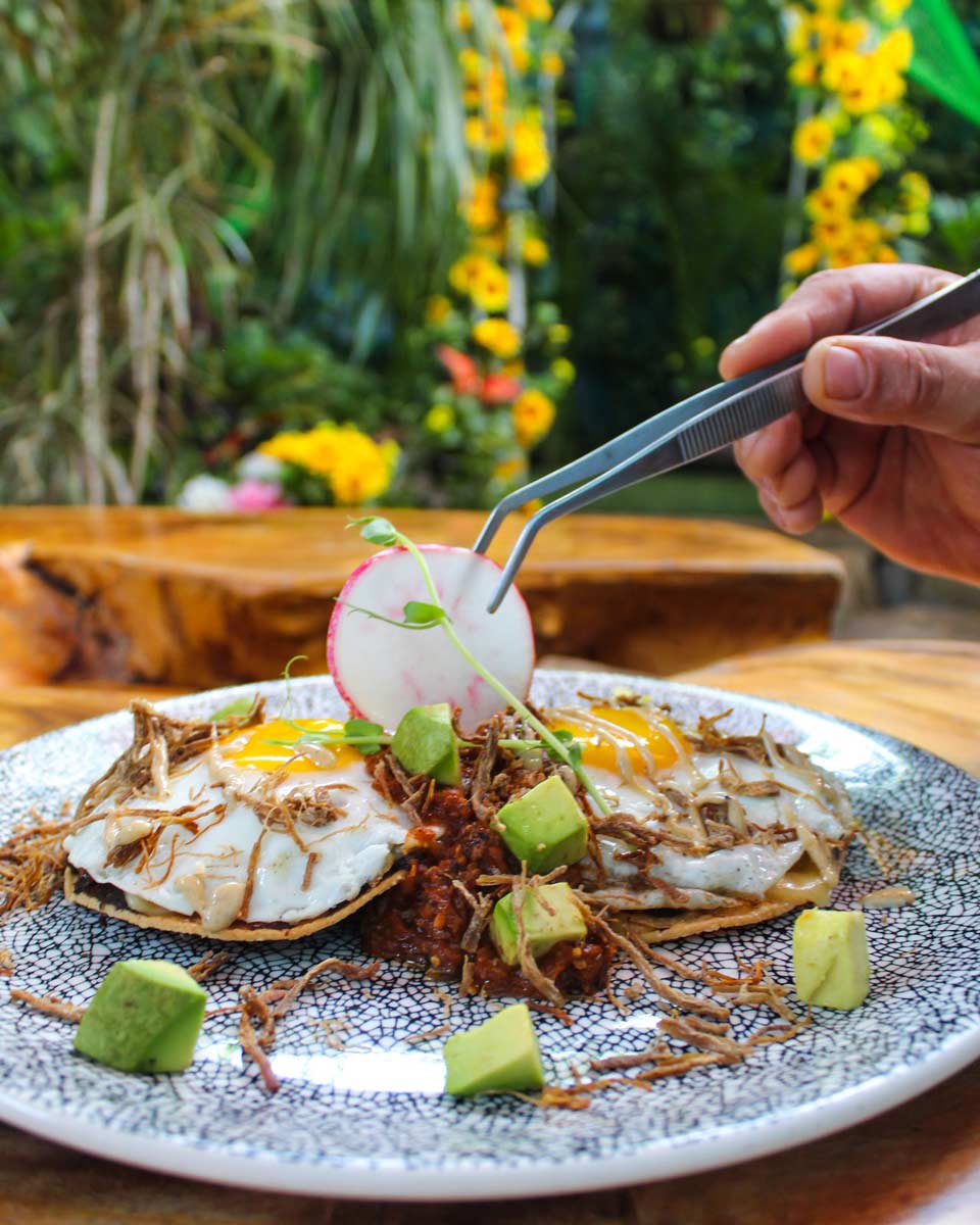 egg meal at El Huerto del Eden in Cancun, Mexico