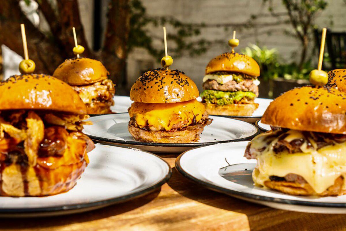 Assorted Burgers at Mu. Burgerhouse Av.40 in Playa Del Carmen, Mexico