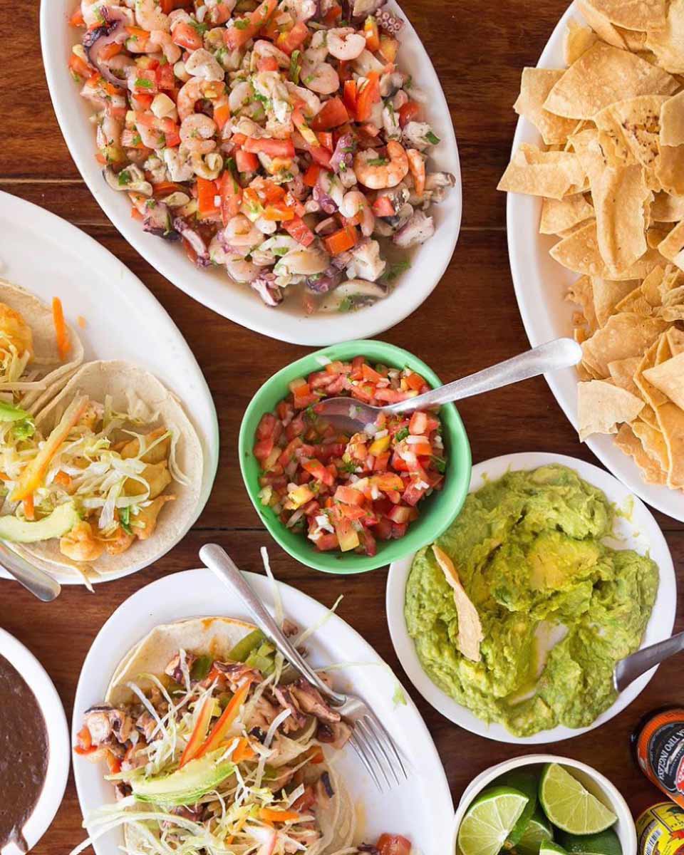 Food at El Camello Jr. in Tulum, Mexico