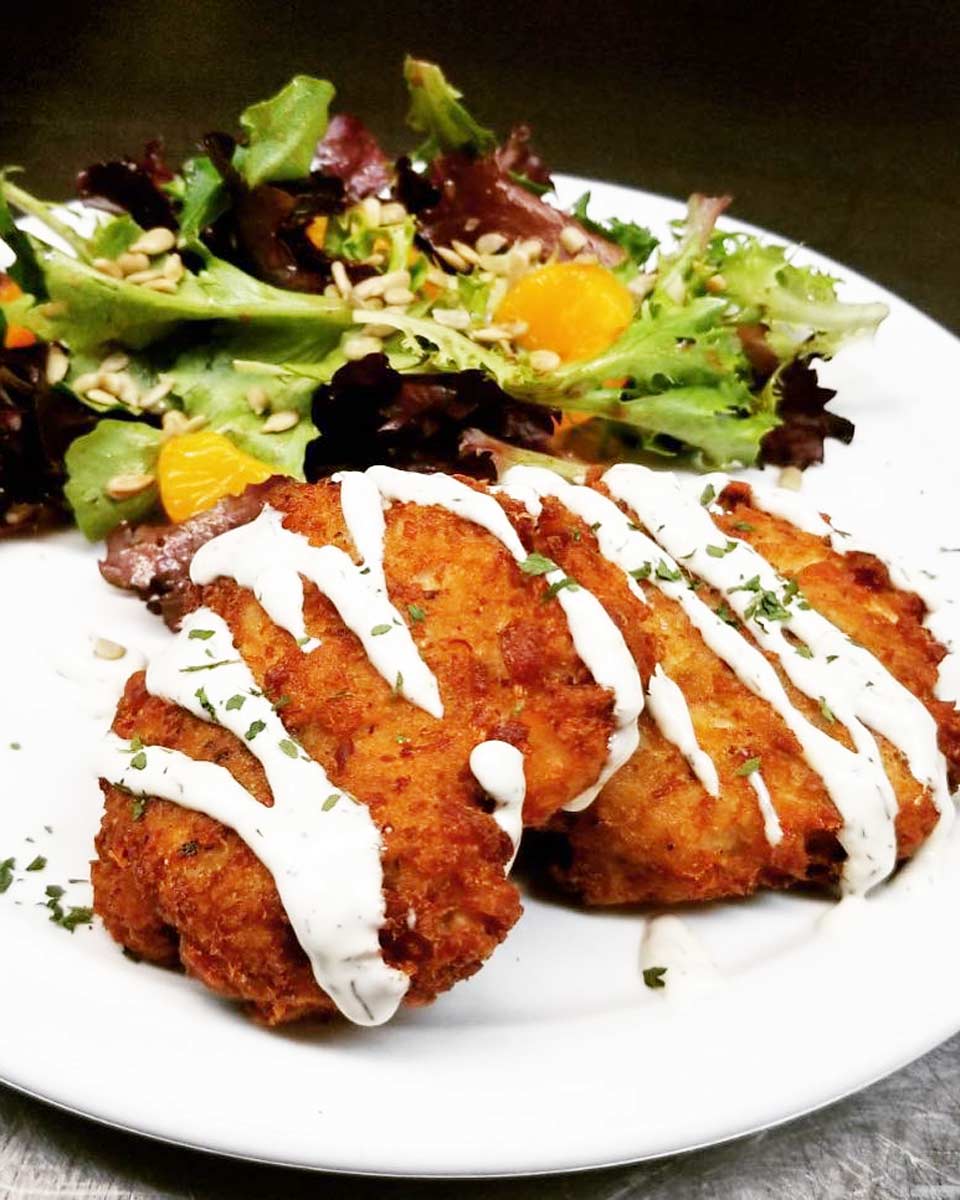 Halibut Cakes from Black Frog Eatery in Gastown, Canada