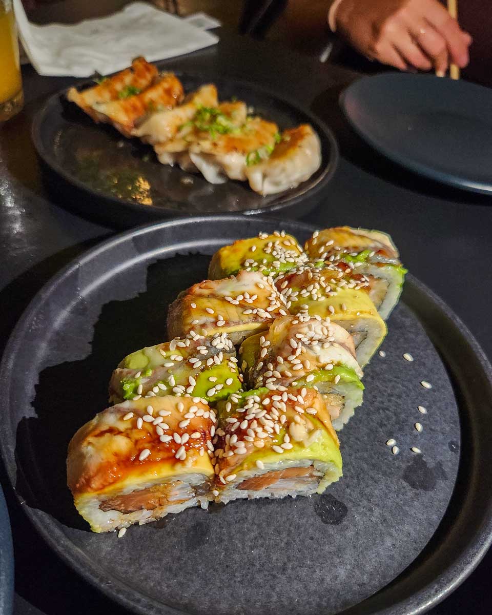 Our sushi at Akuma Tiger in Tulum, Mexico