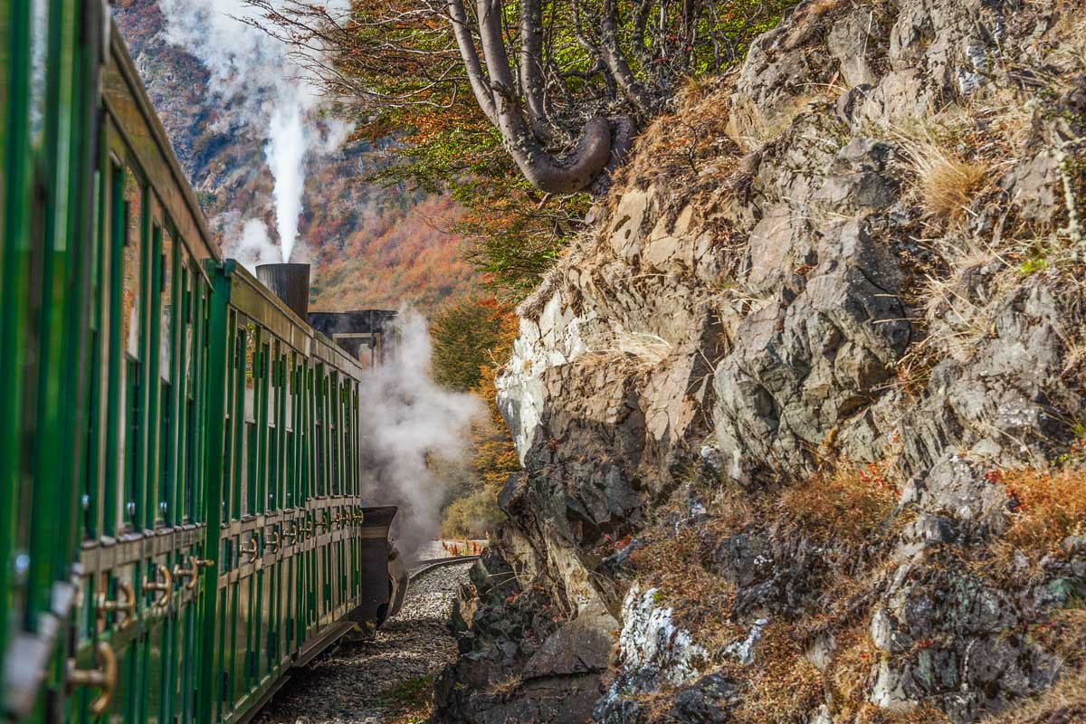 The Fin del Mundo train or Train at the end of the world in Ushuaia