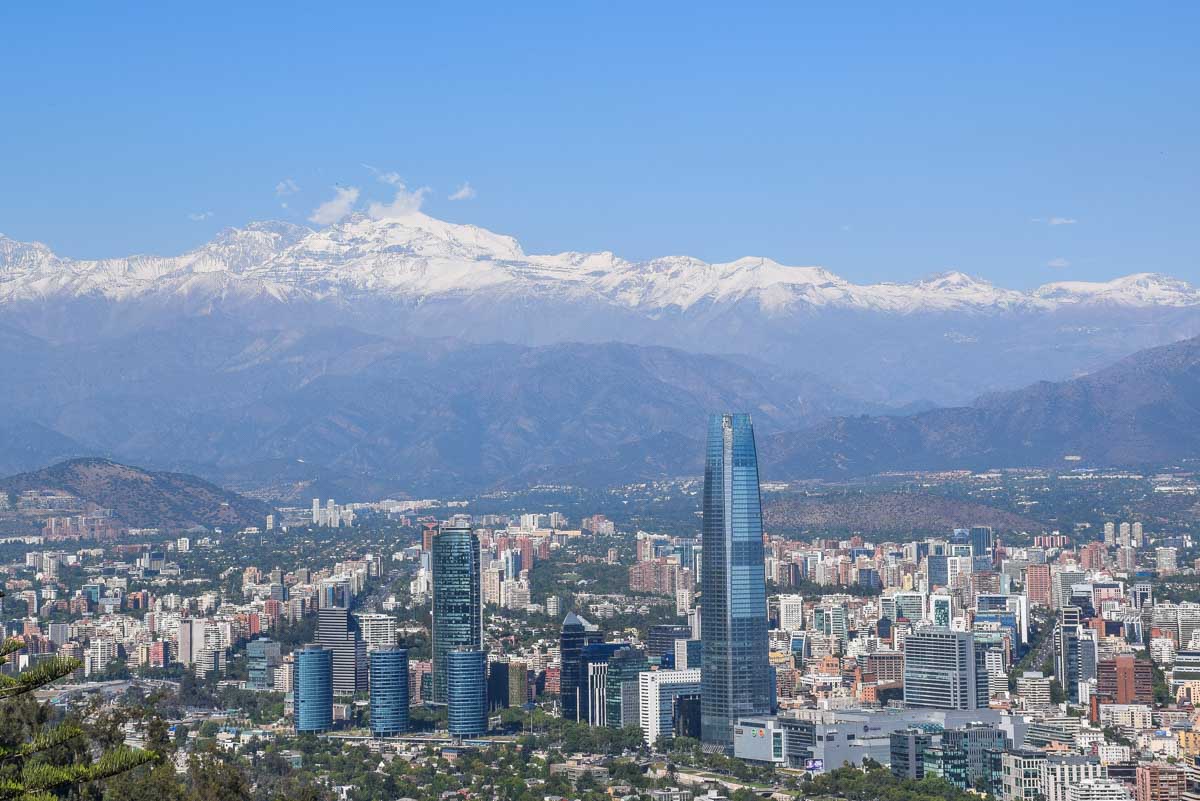 The view from Cerro San Cristóbal in Santiago, Chile